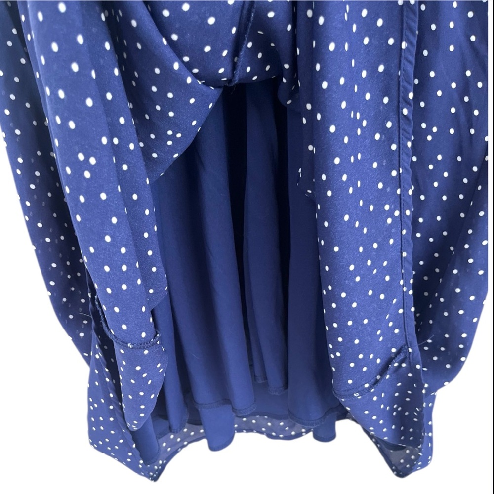Three Hearts Navy and White Polka Dot Ruffle Slip Mini Dress - Picture 5 of 8